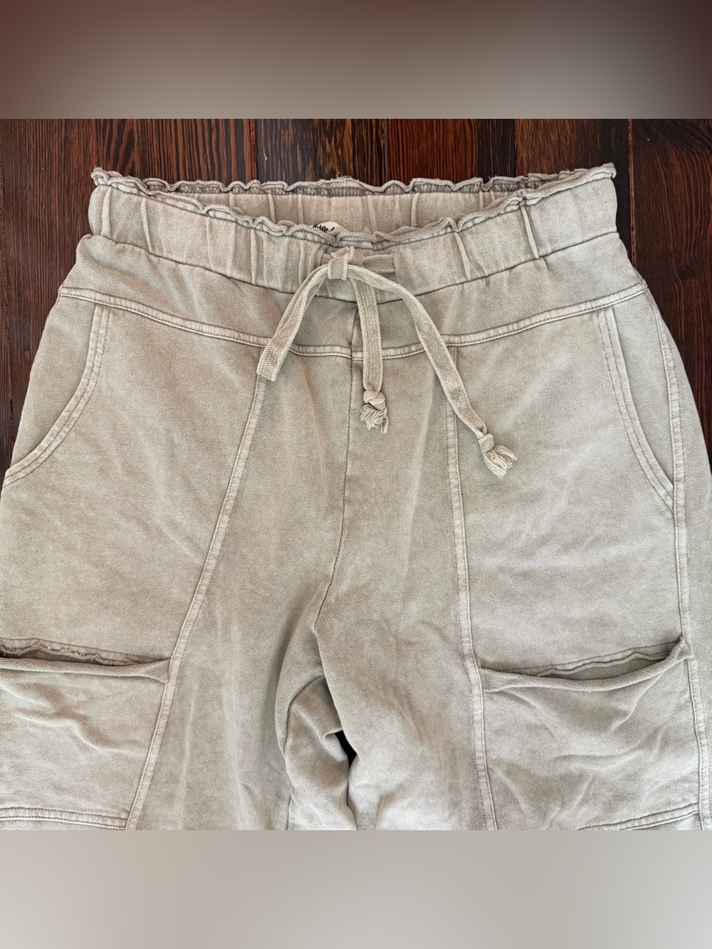 Three Bird Nest Wide-Leg Cropped Drawstring Pants in Taupe - Picture 4 of 7